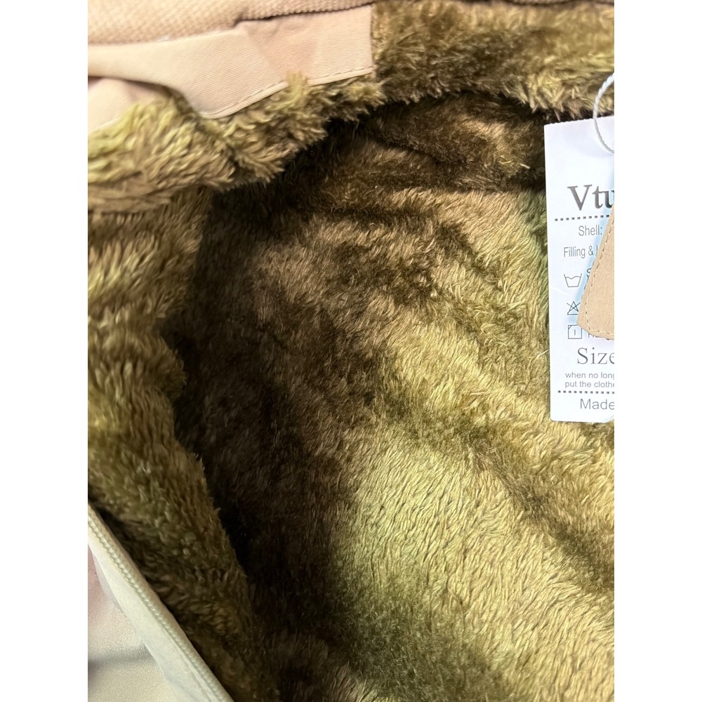 Cool‎ Choice Mens Quilted Puffer Vest Khaki Tan Faux Fur Fleece Lined Size 2XL - Picture 7 of 7